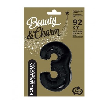BALON FOLIOWY B&C CYFRA 3 CZARNA 92CM AA