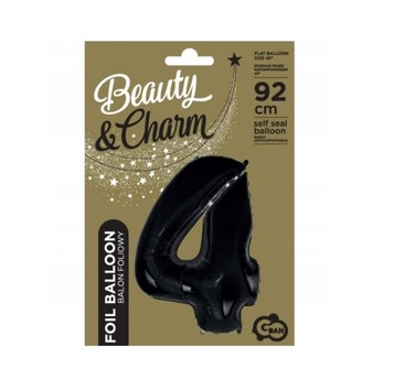 BALON FOLIOWY B&C CYFRA 4 CZARNA 92CM AA