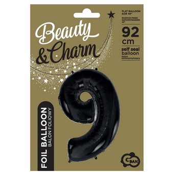 BALON FOLIOWY B&C CYFRA 9 CZARNA 92CM AA