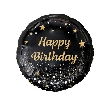 BALON FOLIOWY B&C HAPPY BIRTHDAY CZARNY 18 CALI