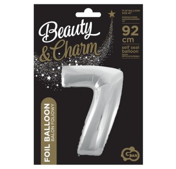BALON FOLIOWY "CYFRA 7" SREBRNA 85CM