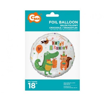 BALON FOLIOWY KROKODYLEK Z PREZENTEM HAPPY BIRTHDA
