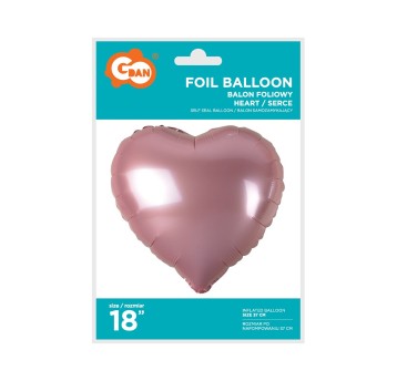 BALON FOLIOWY SERCE JASNO RÓŻOWE 18" AA