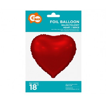BALON FOLIOWY SERCE MATOWE CZERWONE 18" AA