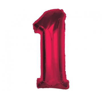 BALON FOLIOWY SMART CYFRA 1 CZERWONA 92CM