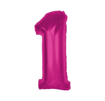 BALON FOLIOWY SMART CYFRA 1 RÓŻOWA 92CM