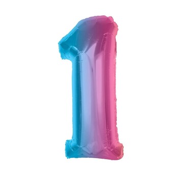 BALON FOLIOWY SMART CYFRA 1 TĘCZOWA 92CM
