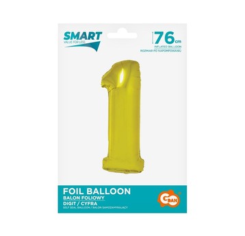 BALON FOLIOWY SMART CYFRA 1 ZŁOTA 76CM