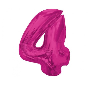 BALON FOLIOWY SMART CYFRA 4 RÓŻOWA 92CM