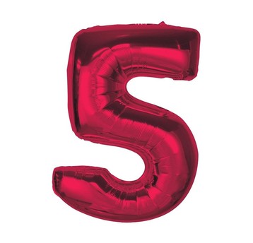 BALON FOLIOWY SMART CYFRA 5 CZERWONA 92CM