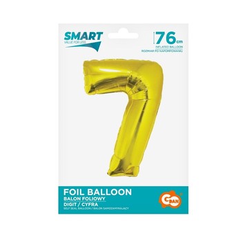 BALON FOLIOWY SMART CYFRA 7 ZŁOTA 76CM