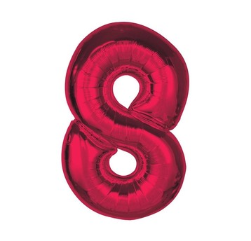 BALON FOLIOWY SMART CYFRA 8 CZERWONA 92CM