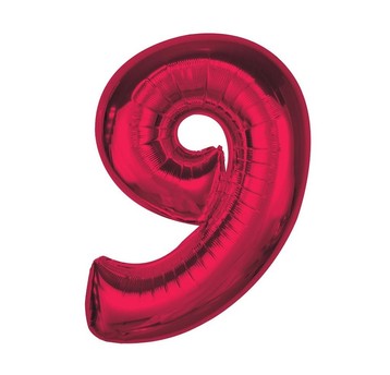 BALON FOLIOWY SMART CYFRA 9 CZERWONA 92CM