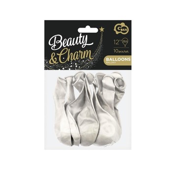 BALONY BEAUTY&CHARM METALIKI BIAŁE 10SZT 7829