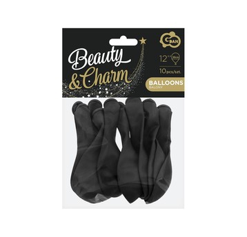 BALONY BEAUTY&CHARM PASTELOWE CZARNE 10SZT