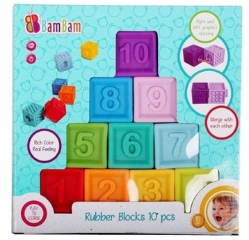 BAM BAM KLOCKI GUMOWE CYFR 10SZT 27X26X7 WB 12