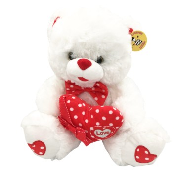 BIAŁY MIŚ Z SERCEM W KROPKI WIELKI 8045