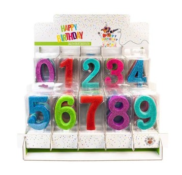 BIRTHDAY FUN Świeczki maxi brokat 0-9