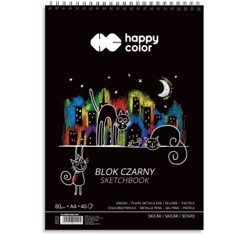 Blok czarny na spirali KOTY A4, 40 ark, 80g, A'5