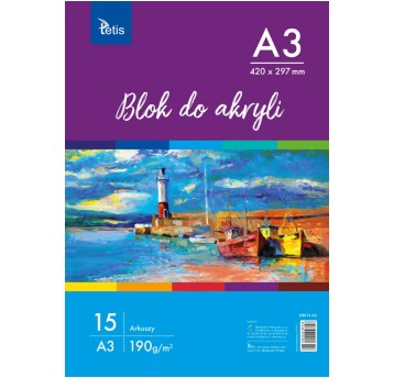 BLOK DO AKRYLI A3/15K 190G/M2 . A'10 KB012-A3 0758