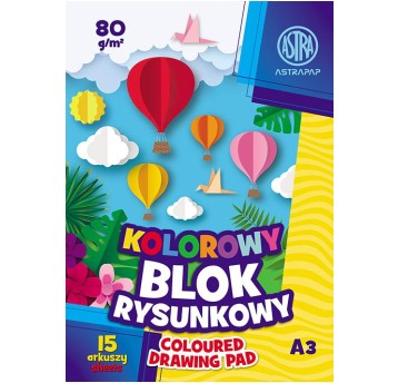 BLOK RYSUNKOWY A3/15 KOLOR BARWIONY W MASIE 80G