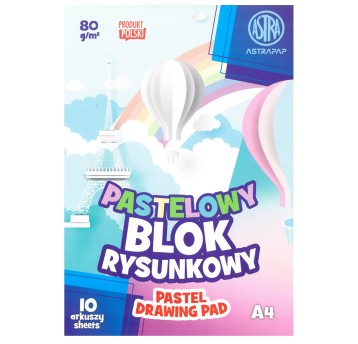 BLOK RYSUNKOWY A4/10 KOLOROWY PASTEL 80G A'10 4853