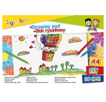 BLOK RYSUNKOWY A4 20K BIAŁY 70G GIMBOO A'6