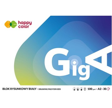 BLOK RYSYNKOWY GIGA BIAŁY A2 30 ARK HAPPY 7023