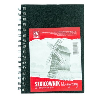 BLOK SZKICOWNIK A5/80K 98G SPIRALA PO DŁUGIM BOKU
