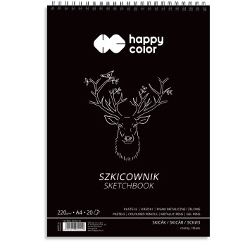 BLOK Szkicownik na spirali CZARNY A4 20 ark 220g