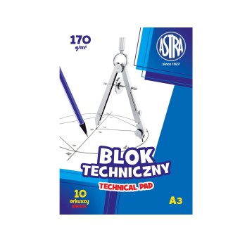 BLOK TECHNICZNY A3/10K BIAŁY ASTRA 170G A'10 2600