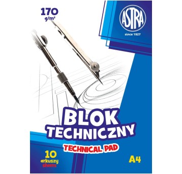 BLOK TECHNICZNY A4/10K BIAŁY 170G ASTRA A'10 2594