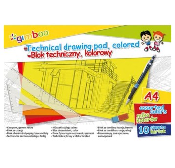 BLOK TECHNICZNY A4/10K KOLOROWY 150G GIMBOO A'6