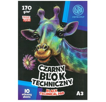 BLOK TECHNICZNY ASTRAPAP BLACK A3 170g 10ARK 4907