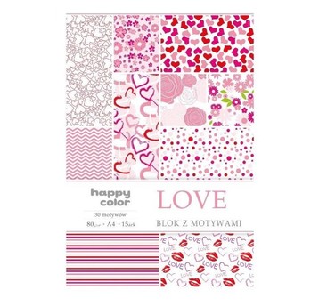 BLOK Z MOTYWAMI LOVE 80G/M2 A4 15 ARK HAPPY 4299