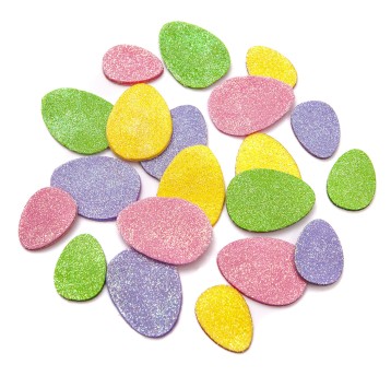 BROKATOWE NAKLEJKI Z PIANKI PASTELOWE JAJKA 1852