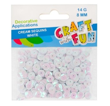 CF CEKINY KREM GUZIK 8MM BIAŁE 1459