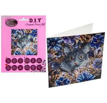 DIAMENTOWA MOZAIKA18X18 KOT I KWIATY 4486