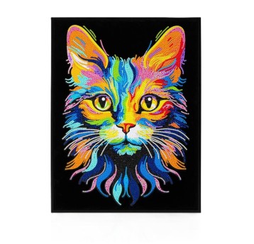 DIAMOND DOTZ ADULTS FLOCKED NEON CAT 3654