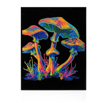 DIAMOND DOTZ ADULTS FLOCKED NEON MUSHROOMS 3524