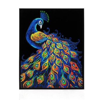 DIAMOND DOTZ ADULTS FLOCKED NEON PEACOCK 3579