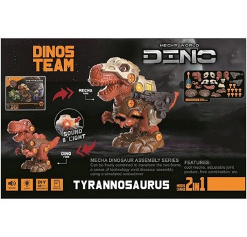 Dino do skręcania 2w1 DIY, światło, dźwięk 9828