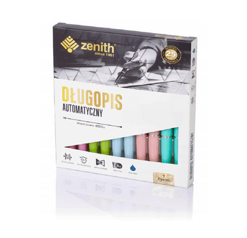 DŁUGOPIS AUTOM. 0,8MM ZENITH 7 PASTEL MIX KOL A'20