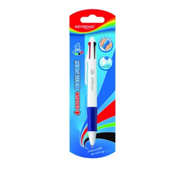 DŁUGOPIS AUTOMATYCZN 4KOL 1.0MM BIAŁY BLISTER 6141