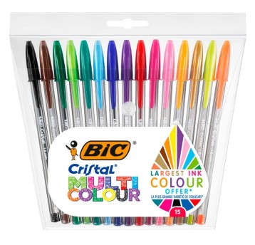 DŁUGOPIS CRISTAL MULTICOLORS PK15 8870
