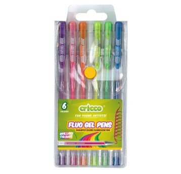 DŁUGOPIS ŻELOWY FLUO.CRICCO 6KOL ETUI 4067