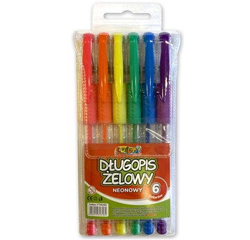 DŁUGOPIS ŻELOWY NEONOWY 6KOL KOLORI 6585