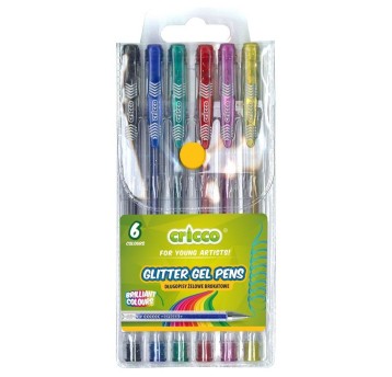 DŁUGOPISY ŻELOWE BROKAT CRICCO 6 KOL ETUI 4043