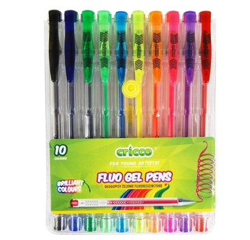 DŁUGOPISY ŻELOWE FLUORESCENCYJNE CRICCO 10KOL.4074