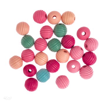 DREWNIANE KORALIKI, FREZOWANEI 15 MM, 25 SZT. 8455